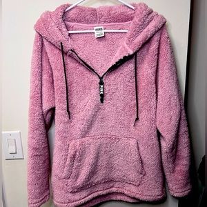Victoria’s Secret PINK half zip fluffy hoodie size SMALL